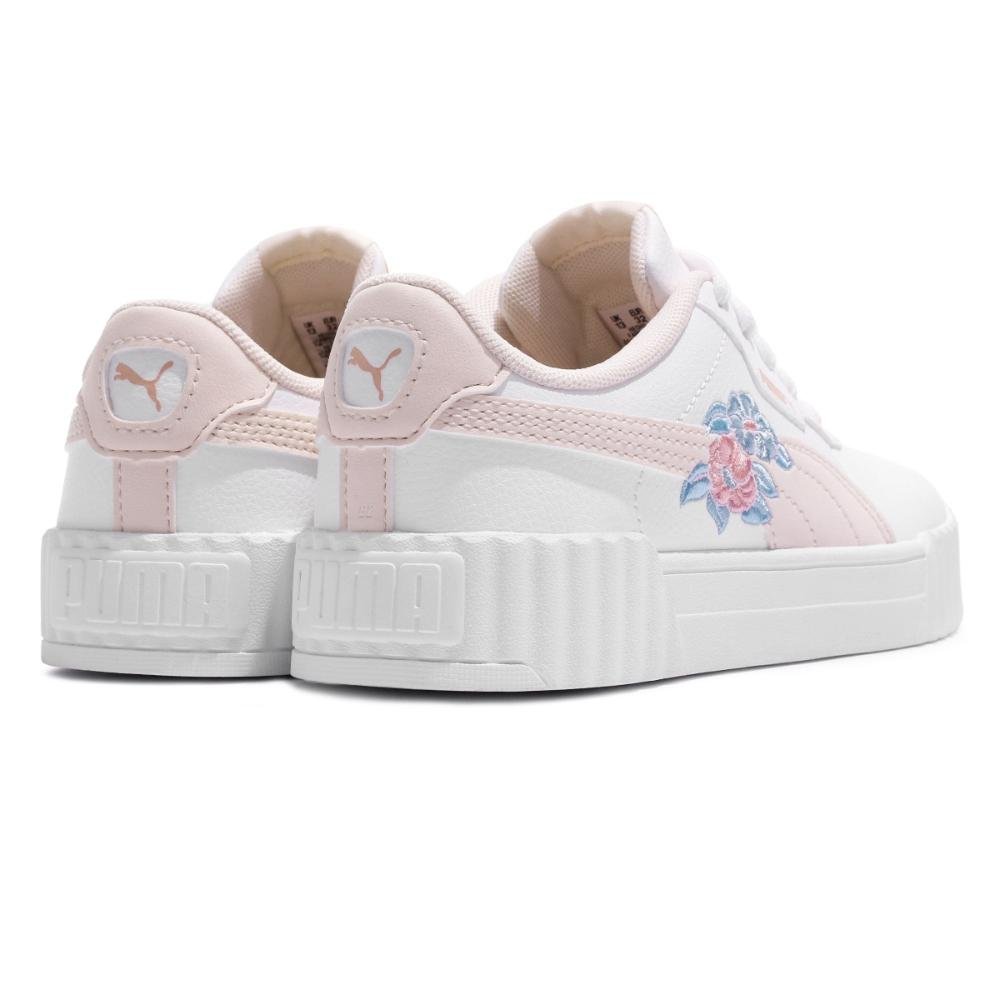 Tênis Puma Carina 3.0 Floral Infantil Branco/Rosa 5