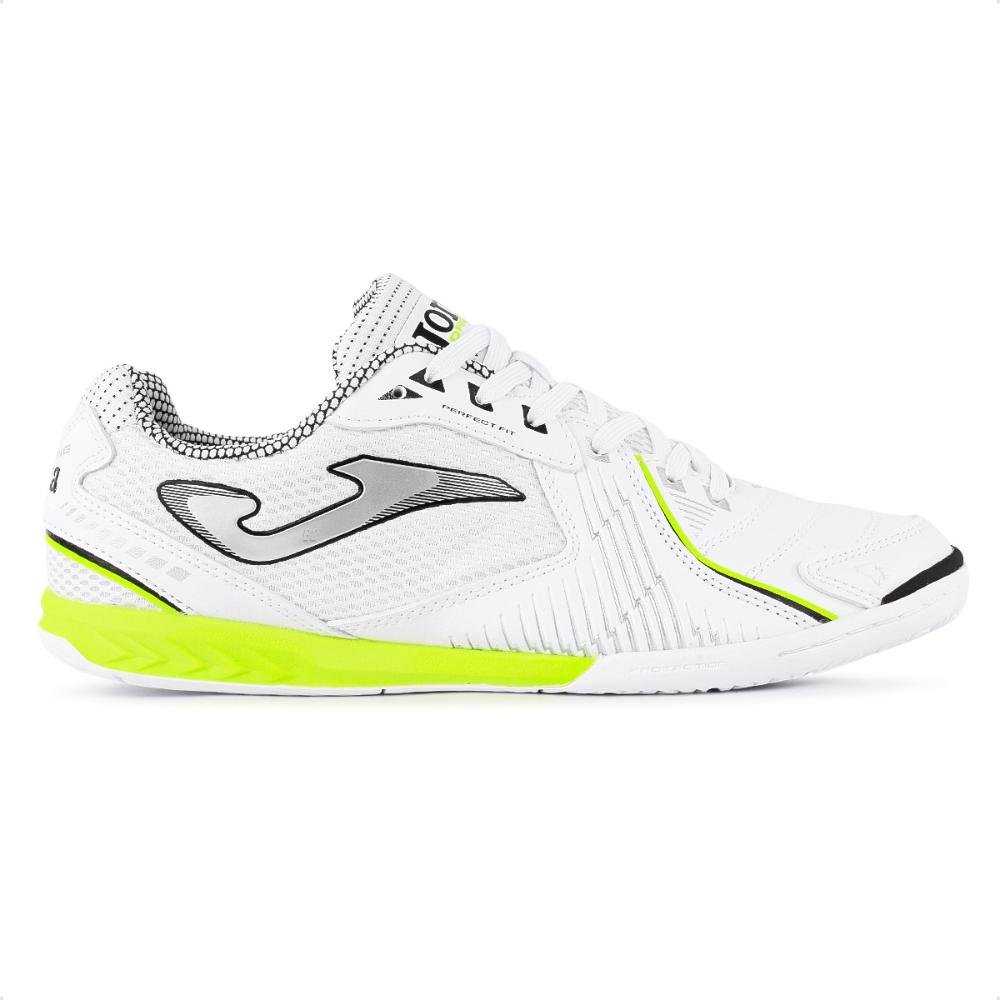 Chuteira Futsal Joma Dribling Futebol de Salão Branco/Amarelo Neon