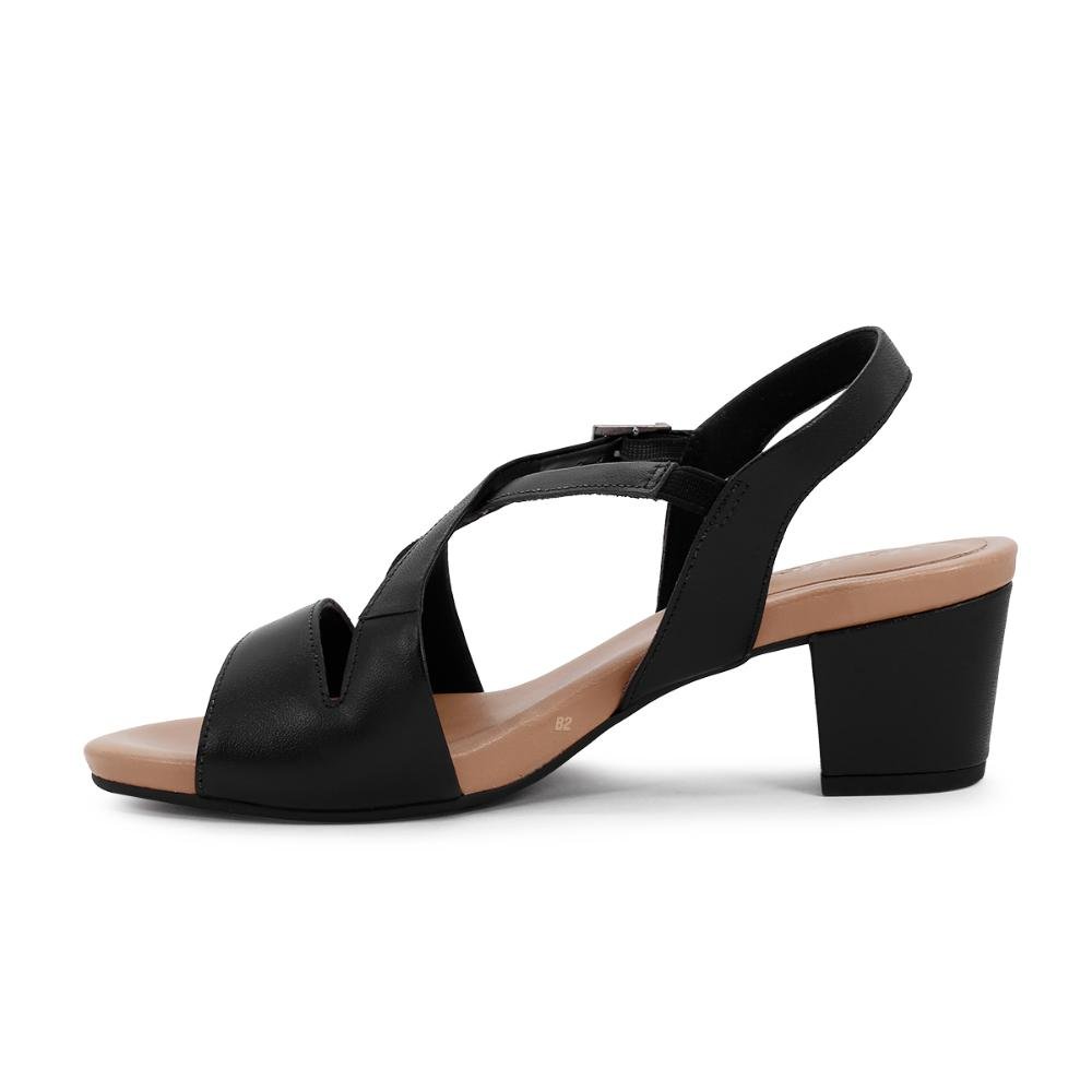 Sandália Usaflex Salto Bloco Fivela Preto 2