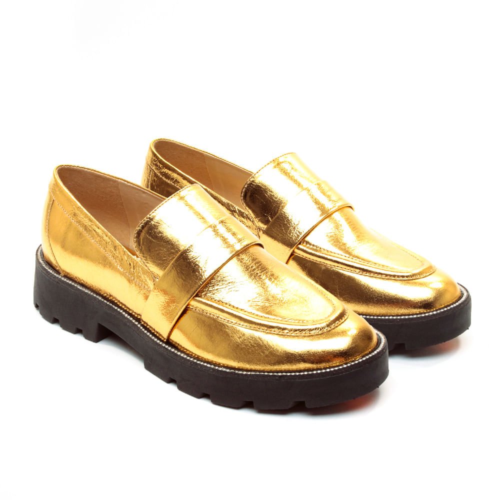 Sapato Oxford Couro Ouro Cecconello 2418001-3 Dourado 4