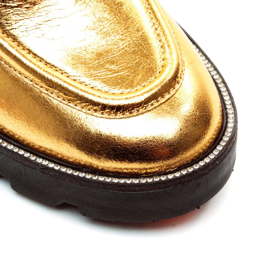 Sapato Oxford Couro Ouro Cecconello 2418001-3 Dourado 5