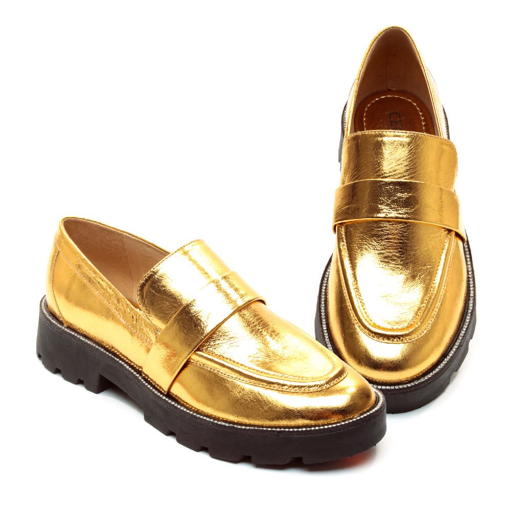 Sapato Oxford Couro Ouro Cecconello 2418001-3 Dourado 6