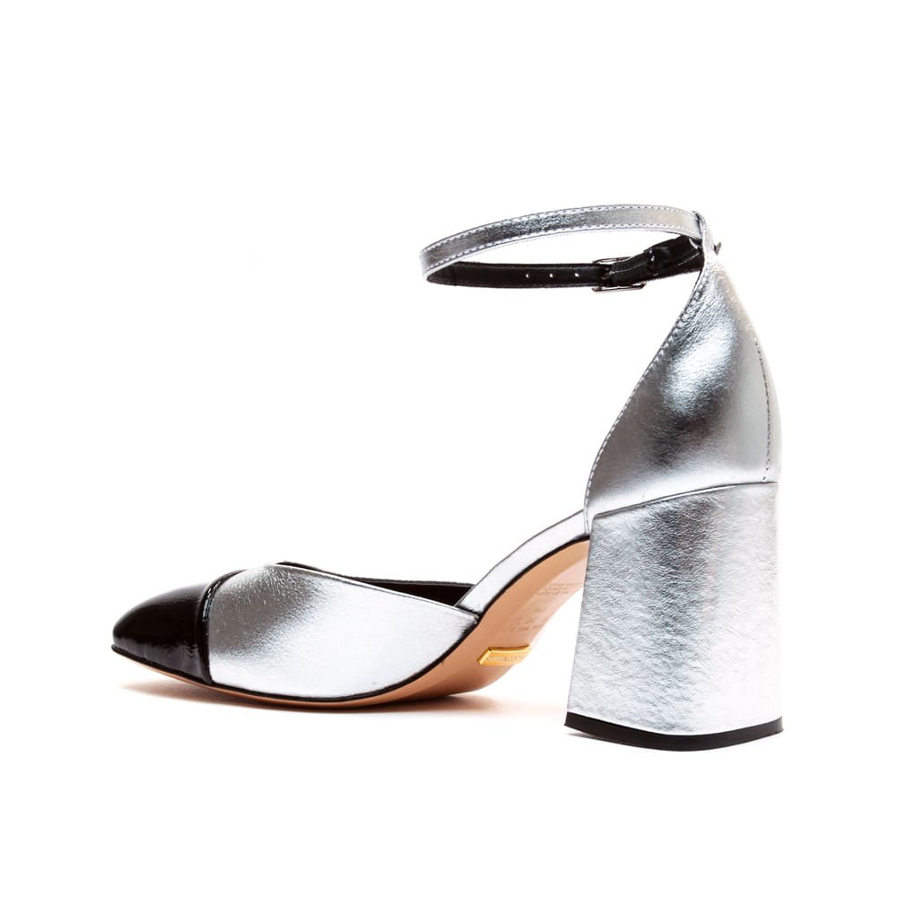 Sandália Couro Prata Salto Bloco Cecconello 2387003-2 Prata 3