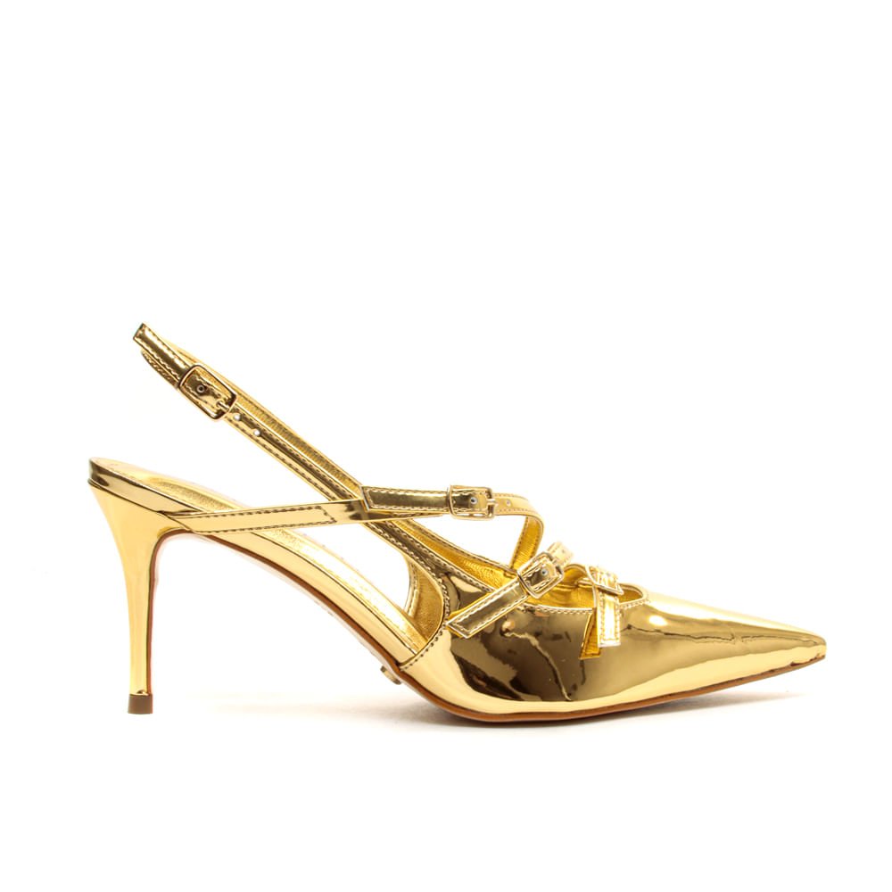 Slingback Ouro Salto Médio Cecconello 2402001-3 Dourado 1