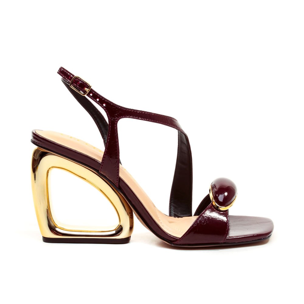 Sandália Couro Bordô Salto Alto Cecconello 2670001-4 Marrom 1