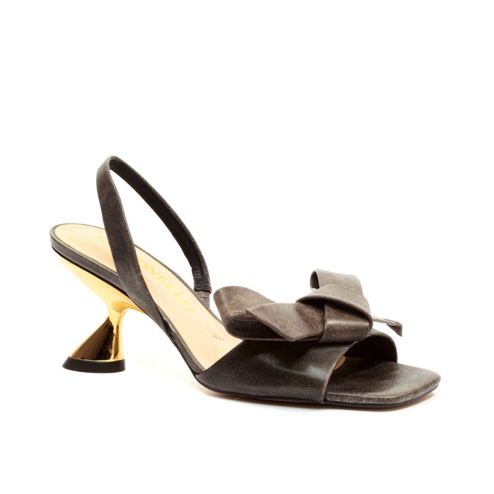 Sandália Couro Cinza Salto Médio Cecconello 2656001-1 Cinza 3
