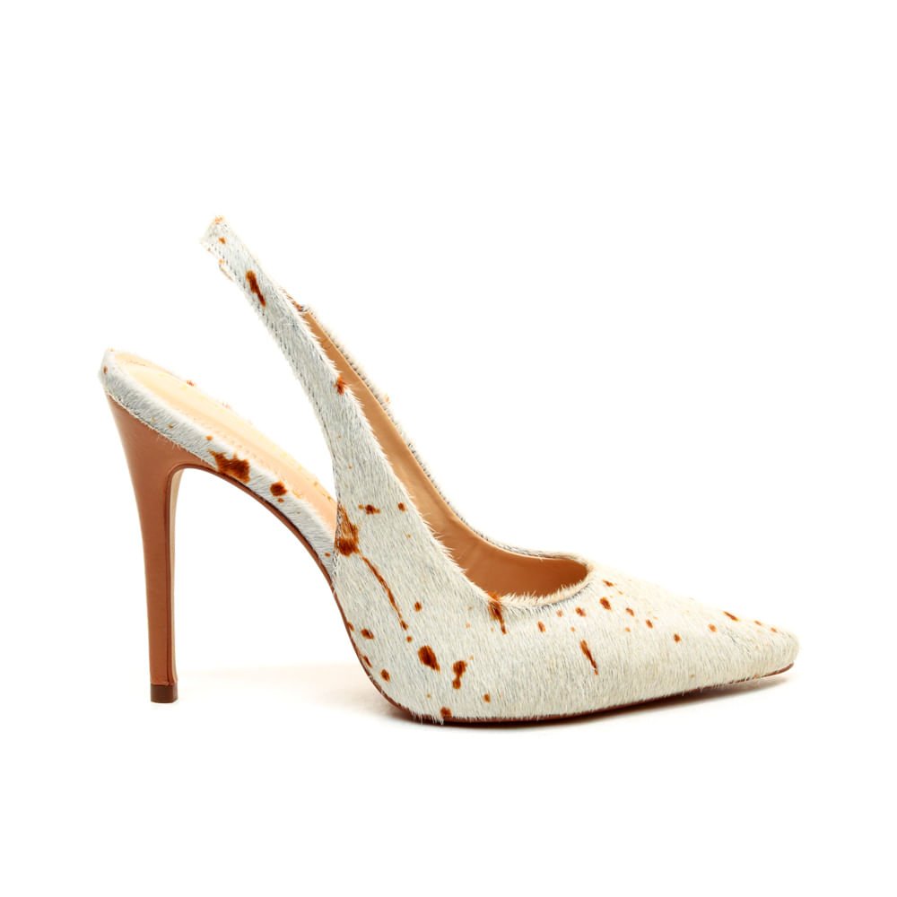 Slingback Couro Branco Salto Alto Cecconello 2706001-1 Branco 1