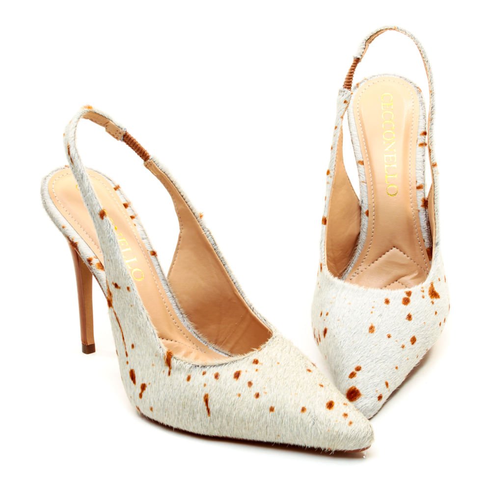 Slingback Couro Branco Salto Alto Cecconello 2706001-1 Branco 6