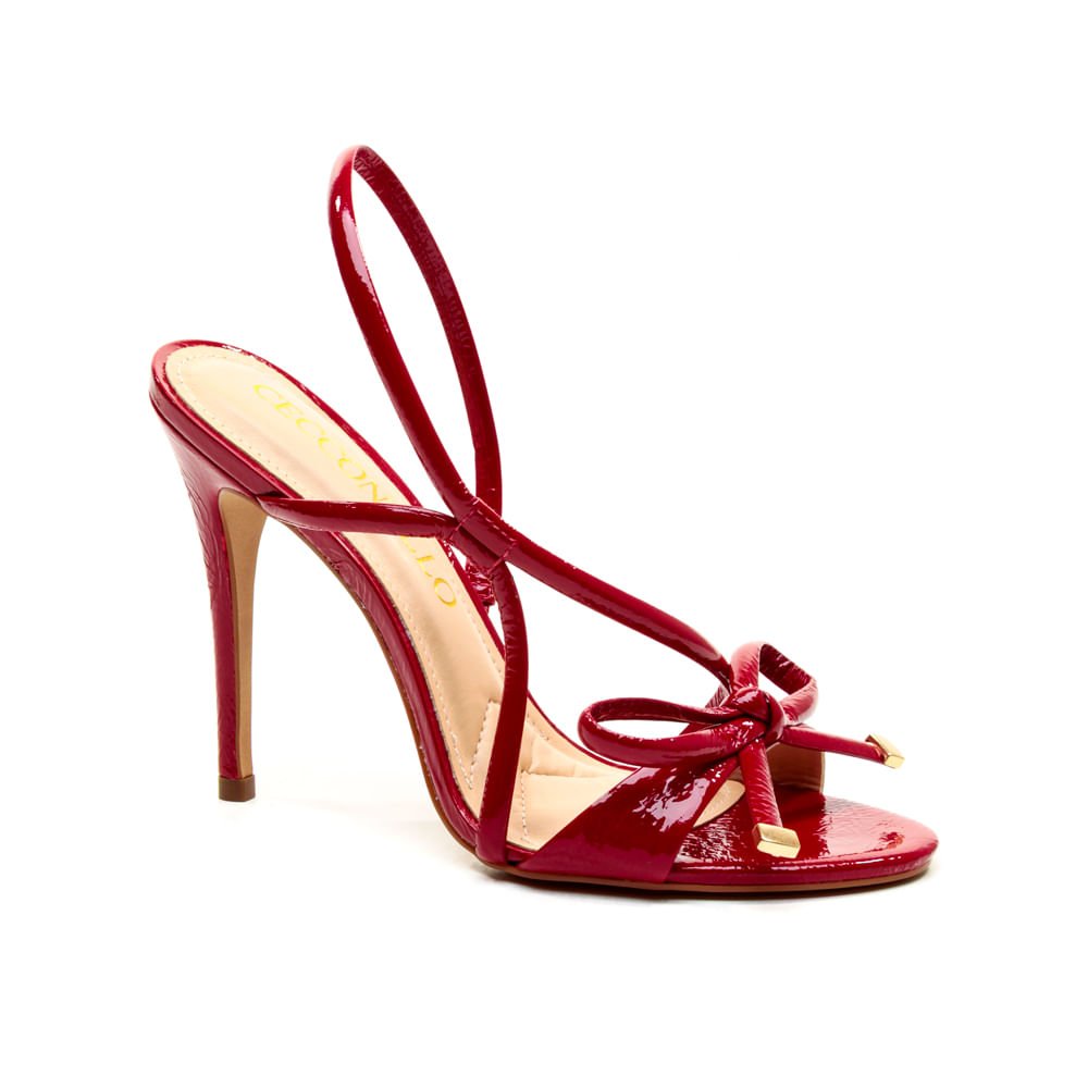 SandÁlia Couro Vermelho Salto Alto Cecconello 2669002-5 Vermelho 2