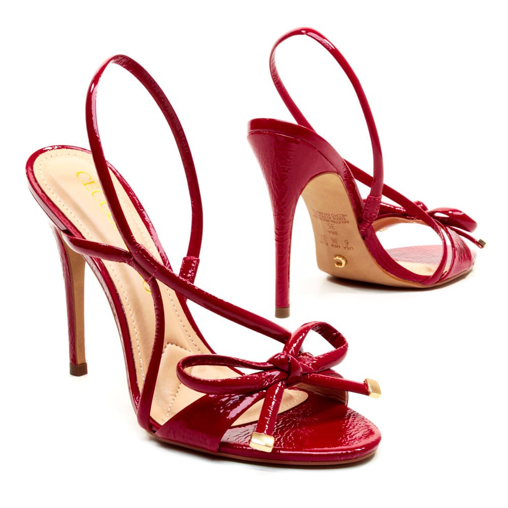 SandÁlia Couro Vermelho Salto Alto Cecconello 2669002-5 Vermelho 5