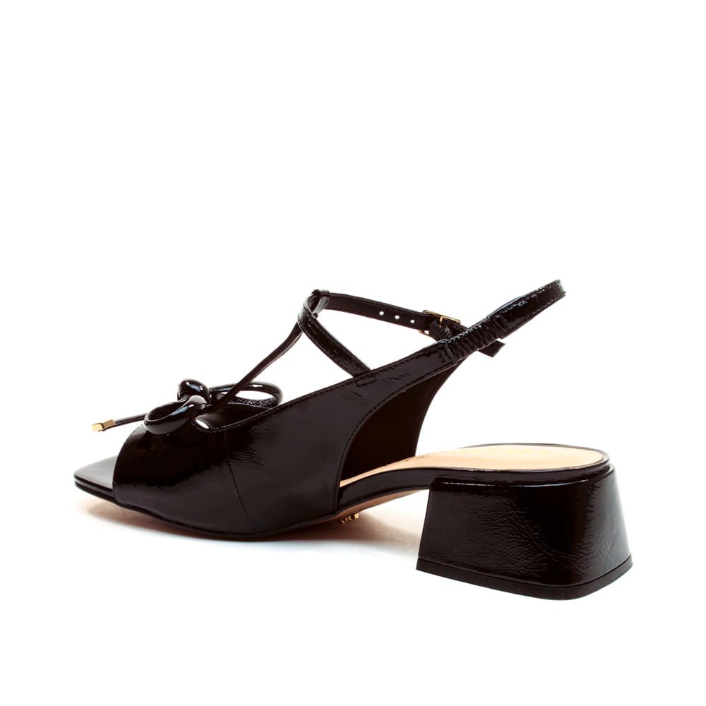 Slingback Peep Toe Couro Preto Cecconello 2687001-2 Preto 4