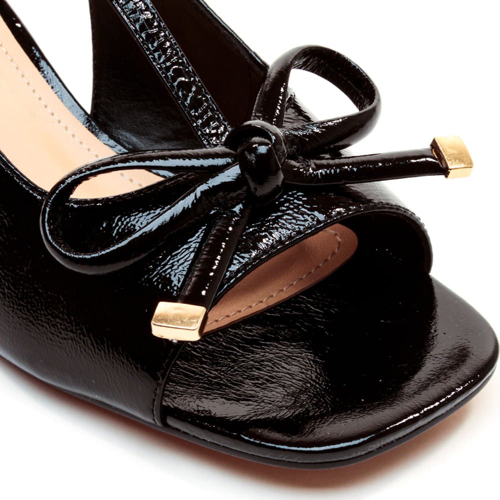 Slingback Peep Toe Couro Preto Cecconello 2687001-2 Preto 5