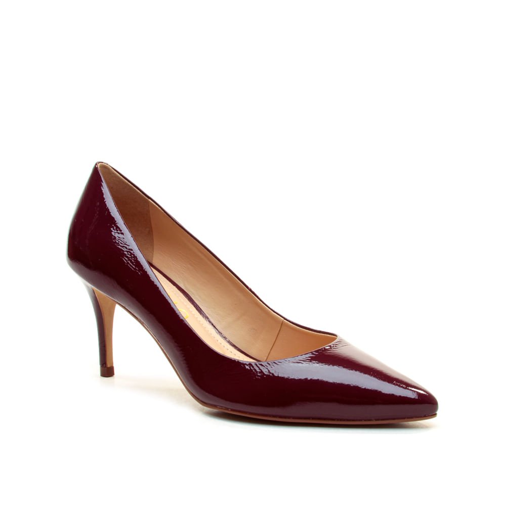 Scarpin Couro Bordô Salto Médio Cecconello 2399001-39 Bordô 2