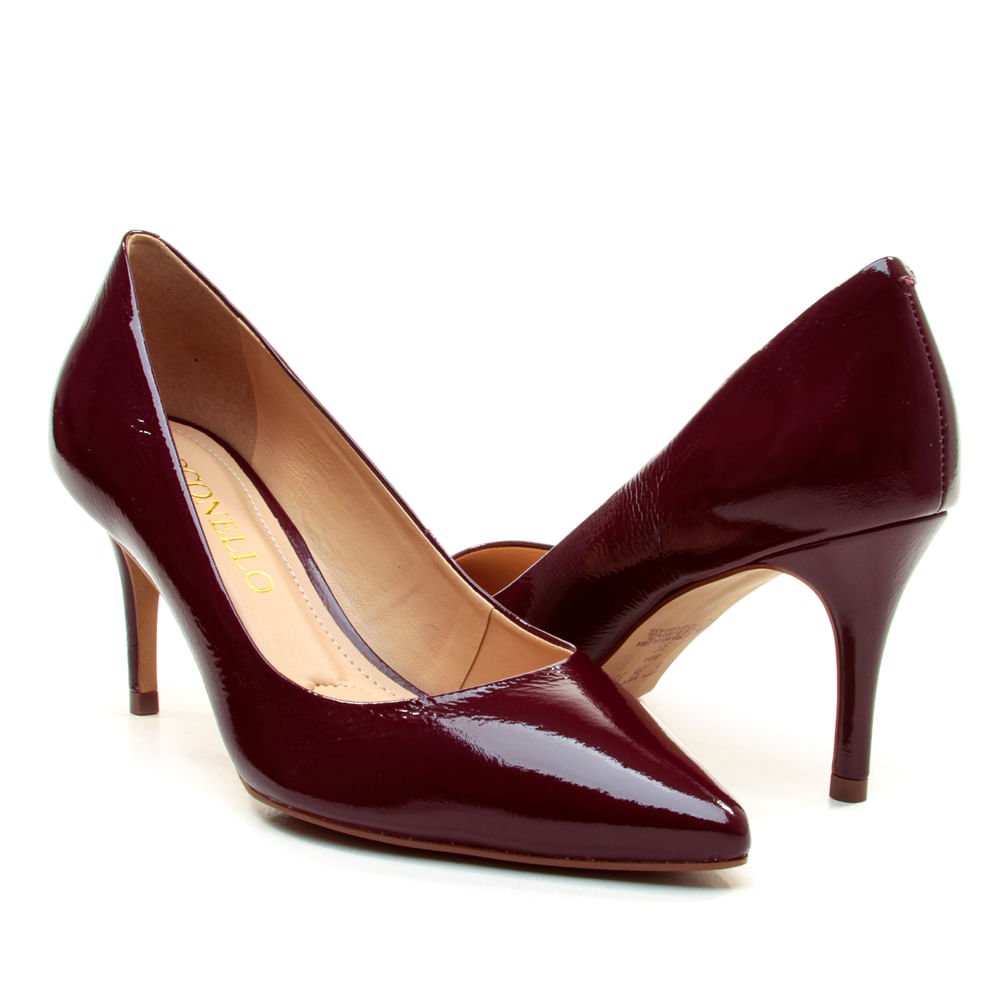 Scarpin Couro Bordô Salto Médio Cecconello 2399001-39 Bordô 4