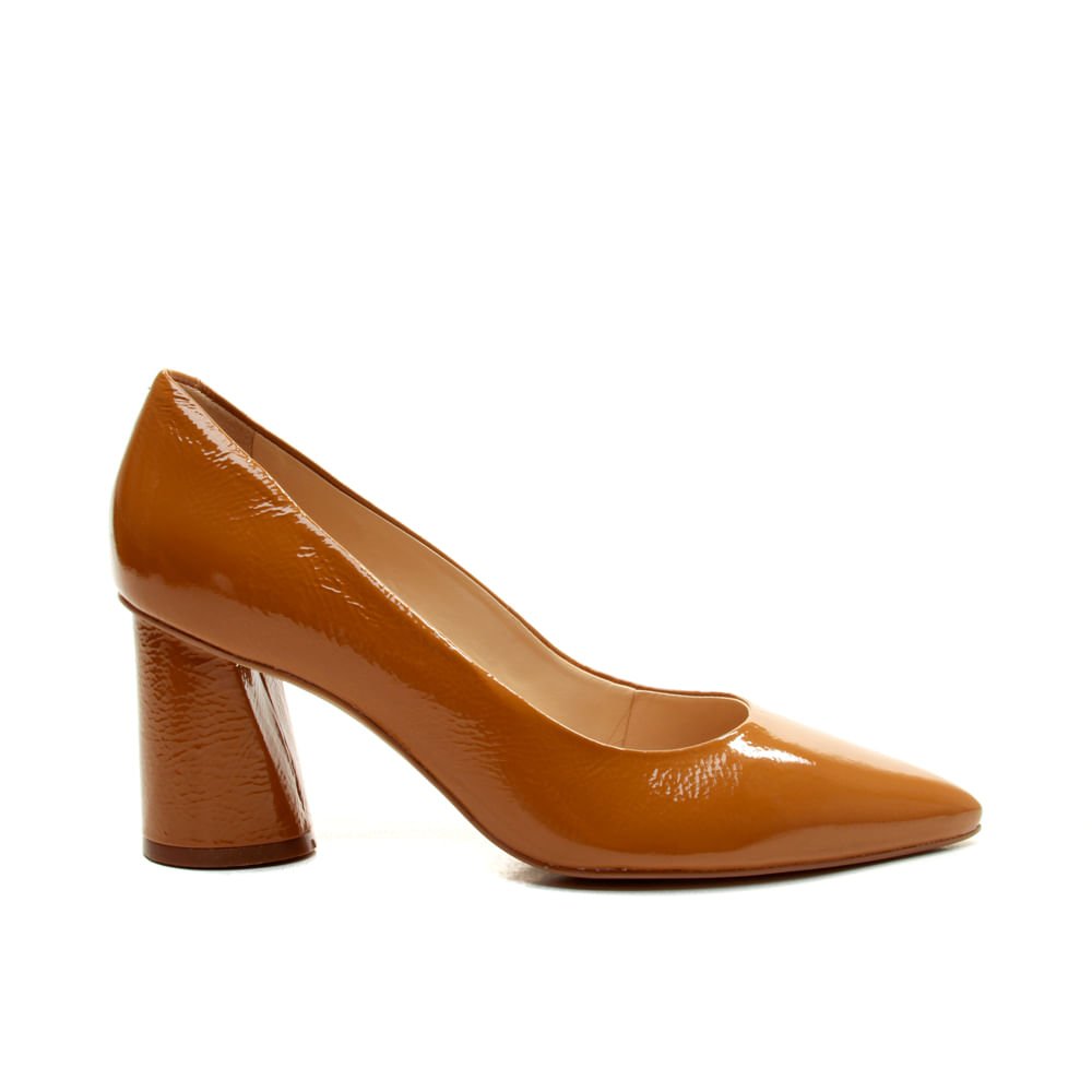 Scarpin Couro Marrom Salto Bloco Médio Cecconello 2630001-13 Marrom 1