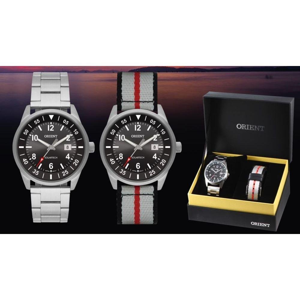 Relógio Masculino Solar Tech Orient Prata MBSS1448 P2SX Prata 5