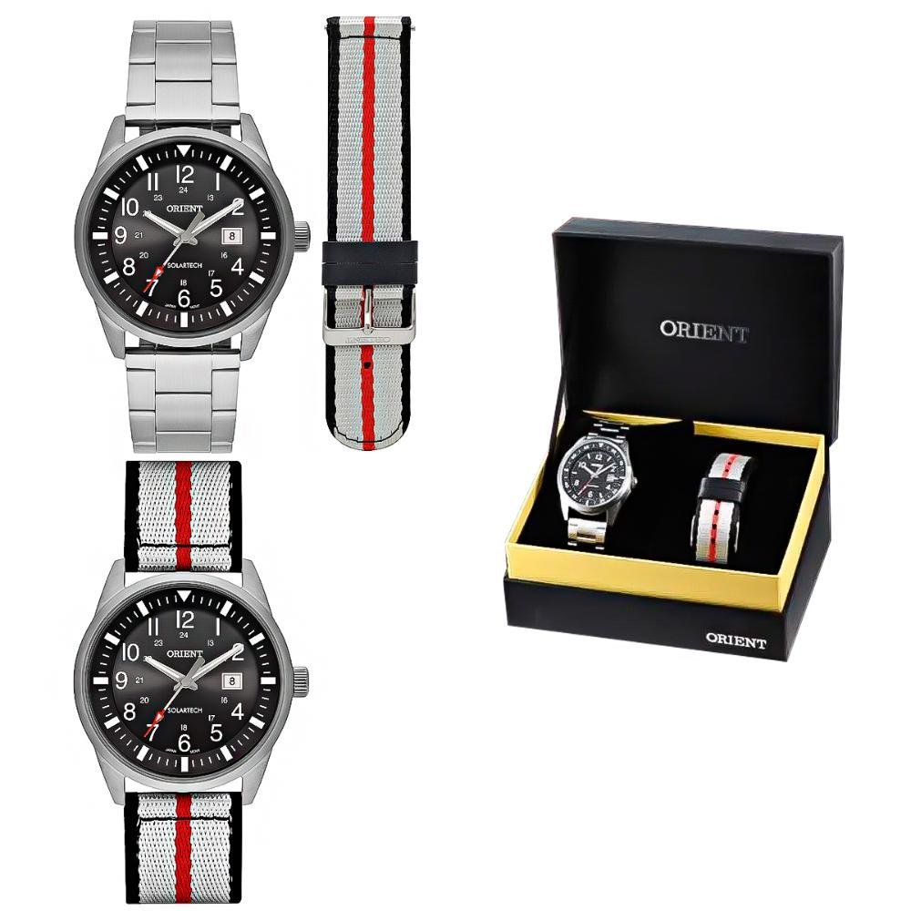 Relógio Masculino Solar Tech Orient Prata MBSS1448 P2SX Prata 6