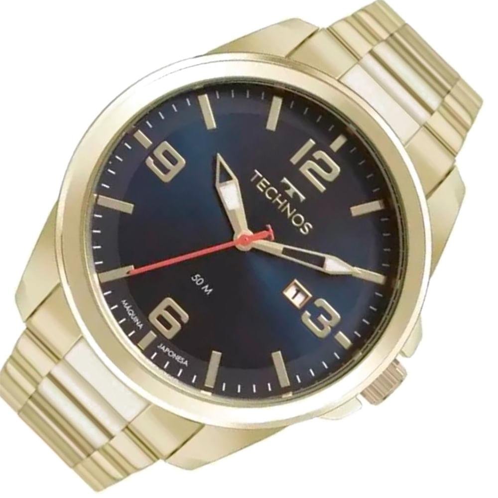 Relógio Masculino Militar Technos Dourado 2115NAT/1A Dourado 2