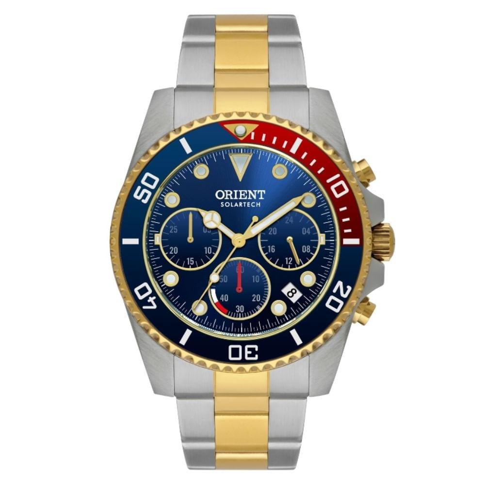 Relógio Masculino Solartech Orient MTSSC048 D1SX - Exclusivo Prata/Dourado 1
