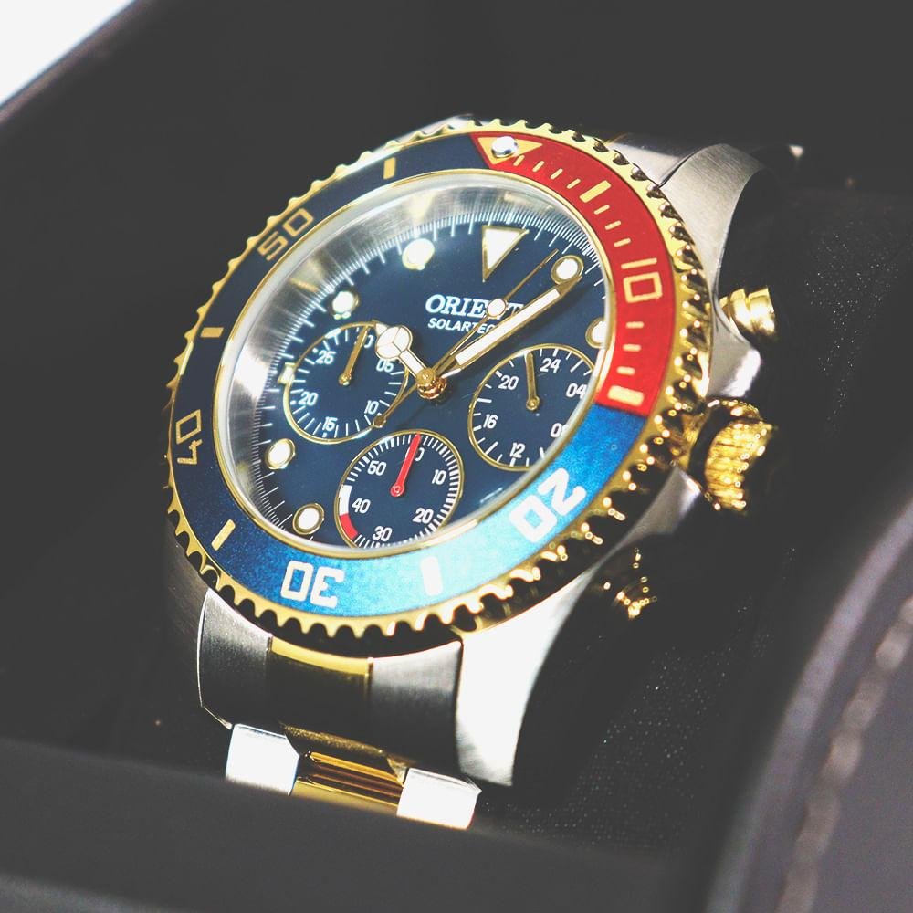 Relógio Masculino Solartech Orient MTSSC048 D1SX - Exclusivo Prata/Dourado 2
