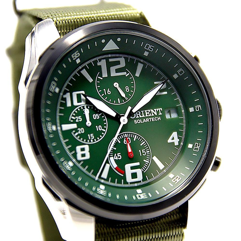 Relógio Masculino Orient Solartech Verde Nylon Exclusivo MBSNC008 E2EX Verde/Prata 3