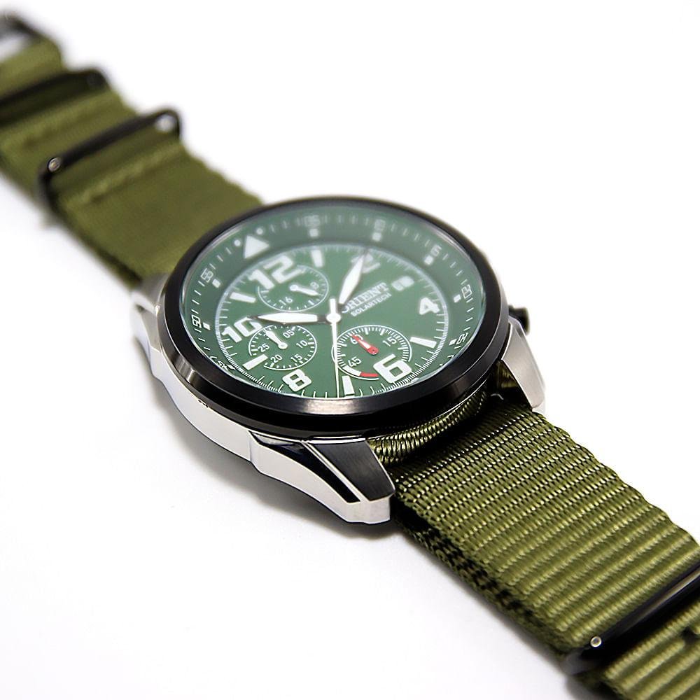 Relógio Masculino Orient Solartech Verde Nylon Exclusivo MBSNC008 E2EX Verde/Prata 5