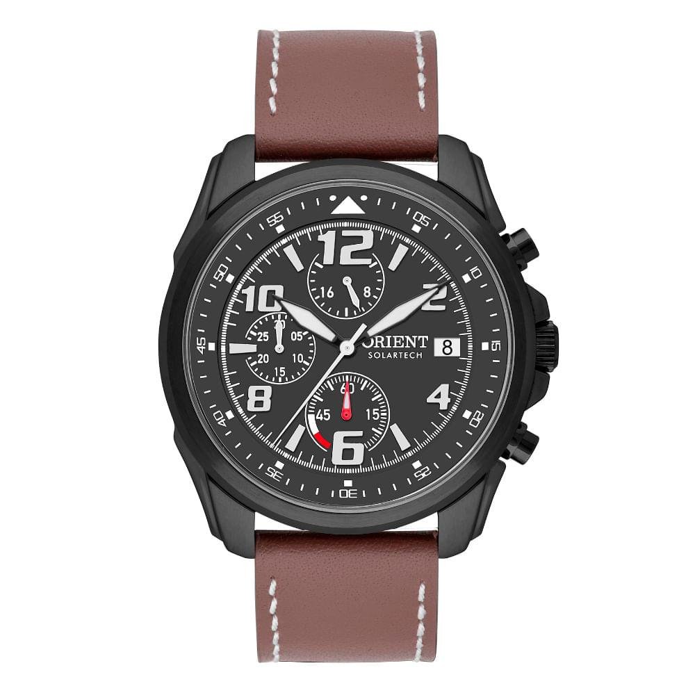 Relógio Masculino Orient Solartech Preto Couro Exclusivo