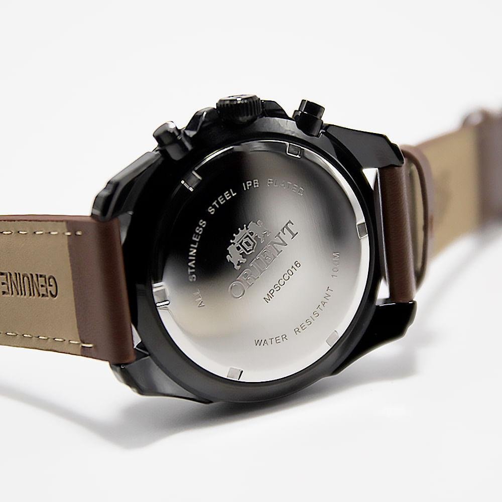 Relógio Masculino Orient Solartech Preto Couro Exclusivo Marrom/Preto 6