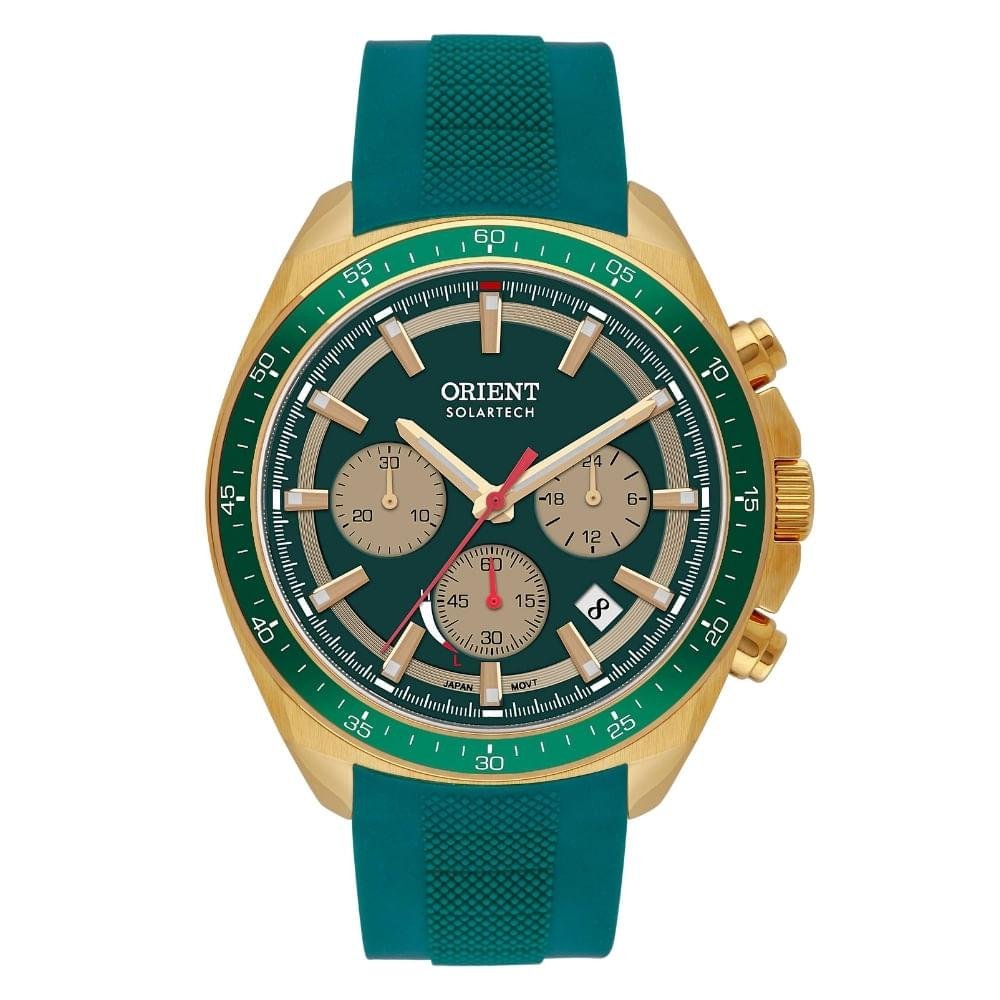 Relógio Masculino Orient Solartech  Pulseira Extra Exclusivo Dourado/Verde 3