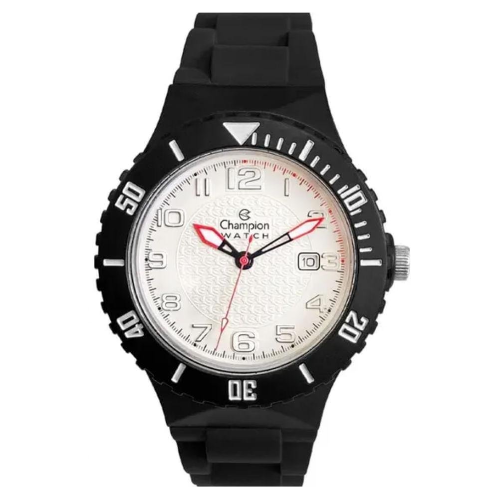 Relógio Unissex Champion Mostrador Branco Troca Pulseira CP30119B Preto 1