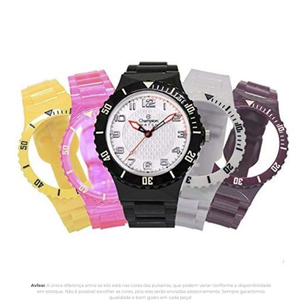 Relógio Unissex Champion Mostrador Branco Troca Pulseira CP30119B Preto 4