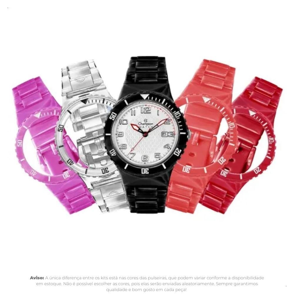Relógio Unissex Champion Mostrador Branco Troca Pulseira CP30119B Preto 5