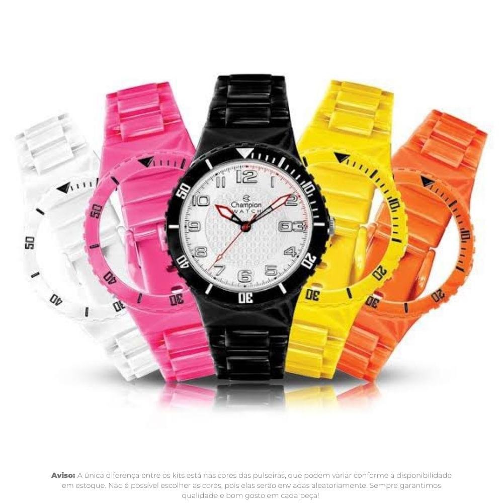 Relógio Unissex Champion Mostrador Branco Troca Pulseira CP30119B Preto 6