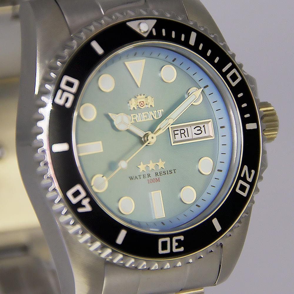 Relógio Orient Automático Submariner Azul claro NH3SS010 Prata 3