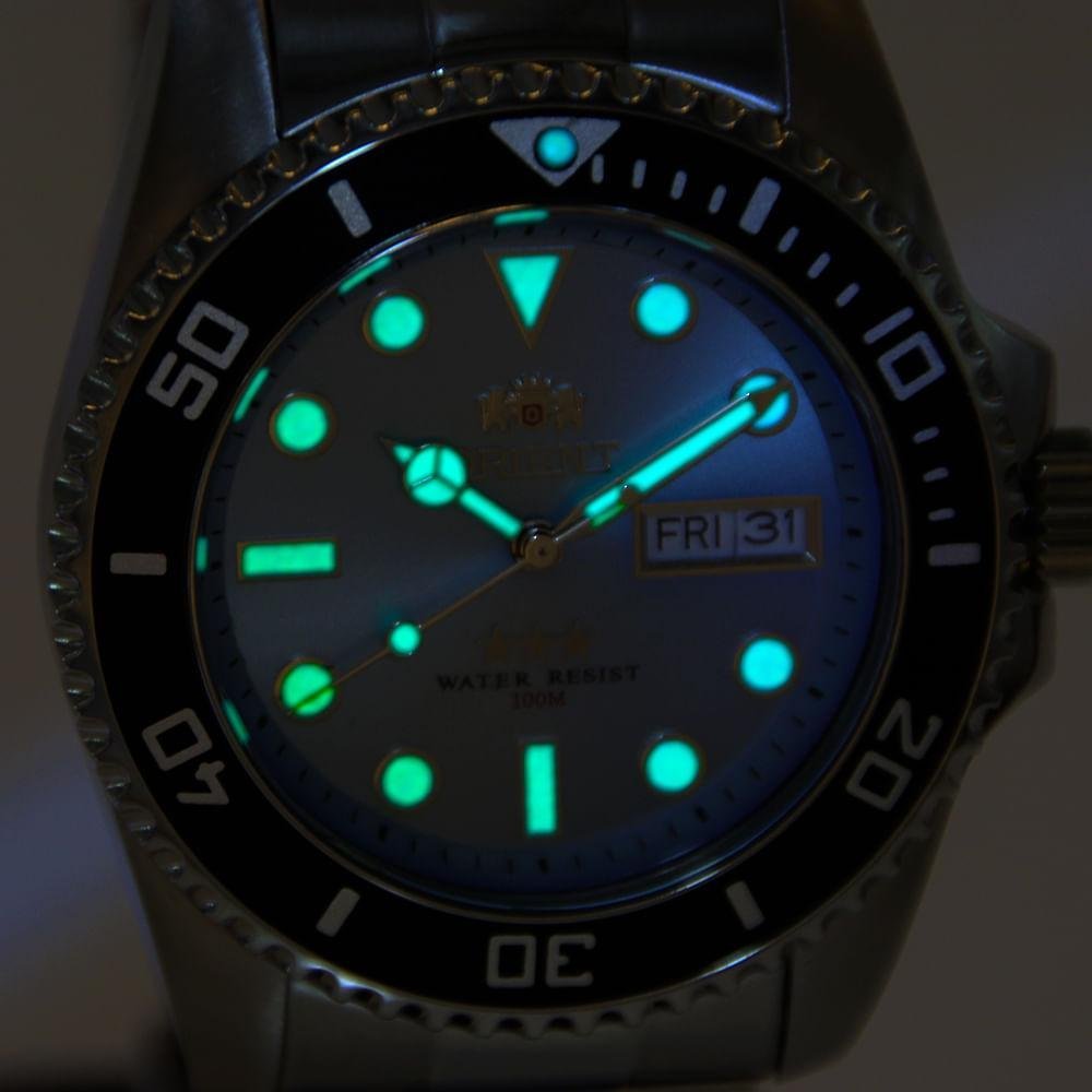 Relógio Orient Automático Submariner Azul claro NH3SS010 Prata 4
