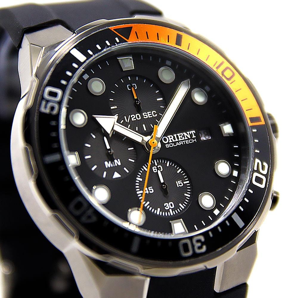 Relógio Masculino Orient Solartech Preto Bisel Bicolor MYSPC009 P2PX Exclusivo Preto 3