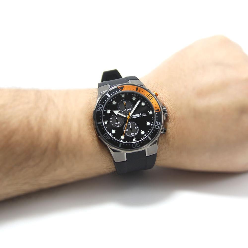 Relógio Masculino Orient Solartech Preto Bisel Bicolor MYSPC009 P2PX Exclusivo Preto 7
