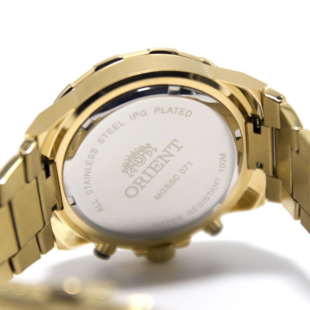 Relógio Masculino Orient Solartech Dourado Bisel Bicolor MGSSC071 P2KX Exclusivo Preto 6