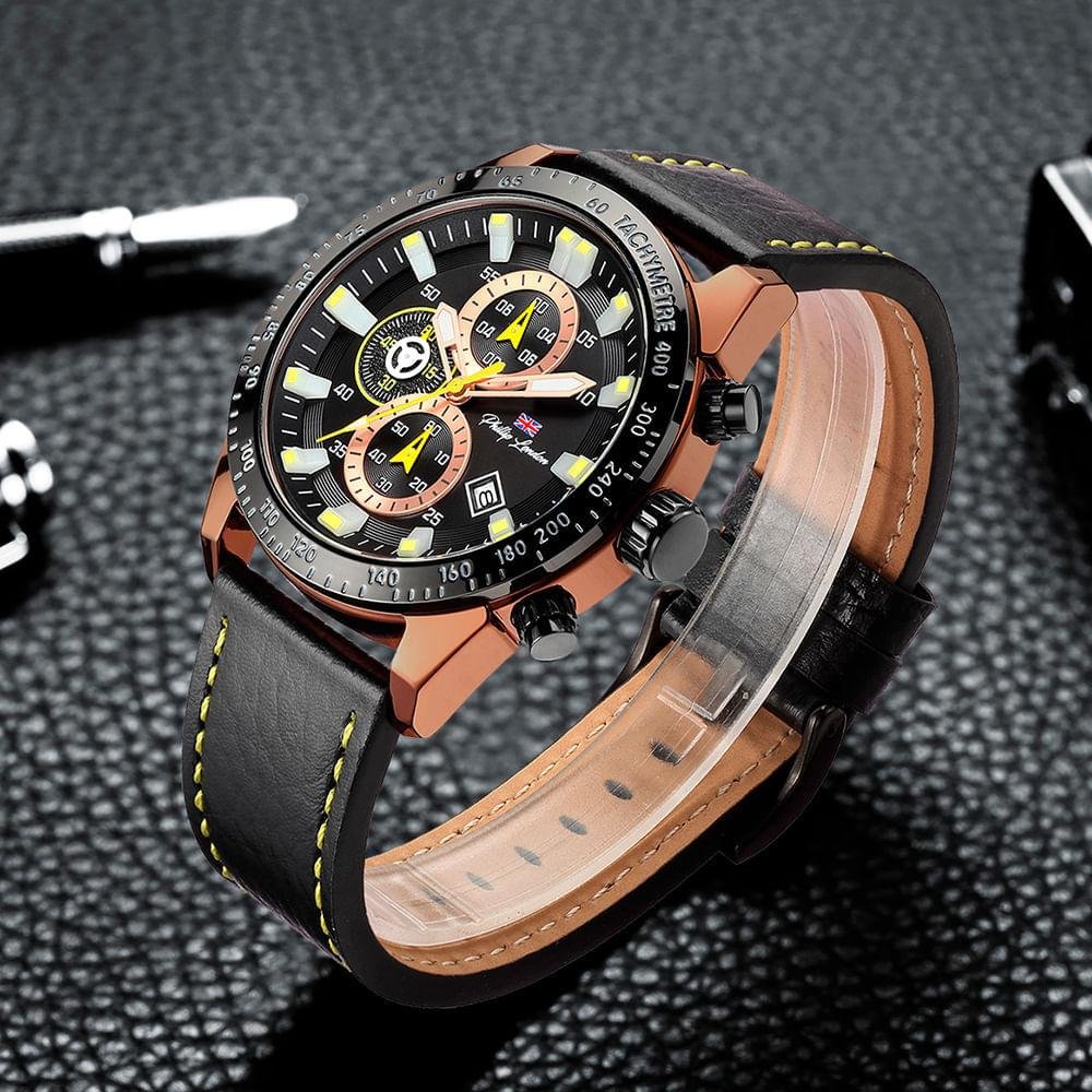 Relógio Masculino Analógico Preto Phillip London - PL80264612M PR N Preto 5