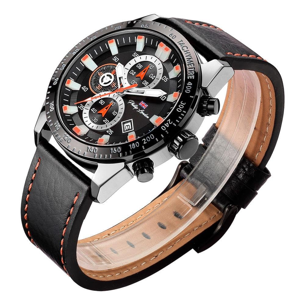 Relógio Masculino Analógico Preto Phillip London - PL80263622M PR N Prata 4