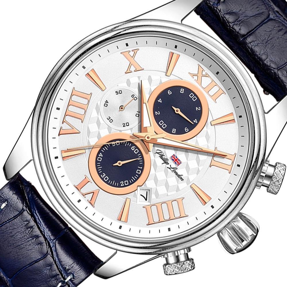 Relógio Masculino Analógico Azul Phillip London - PL80302622MSIN Prata 2