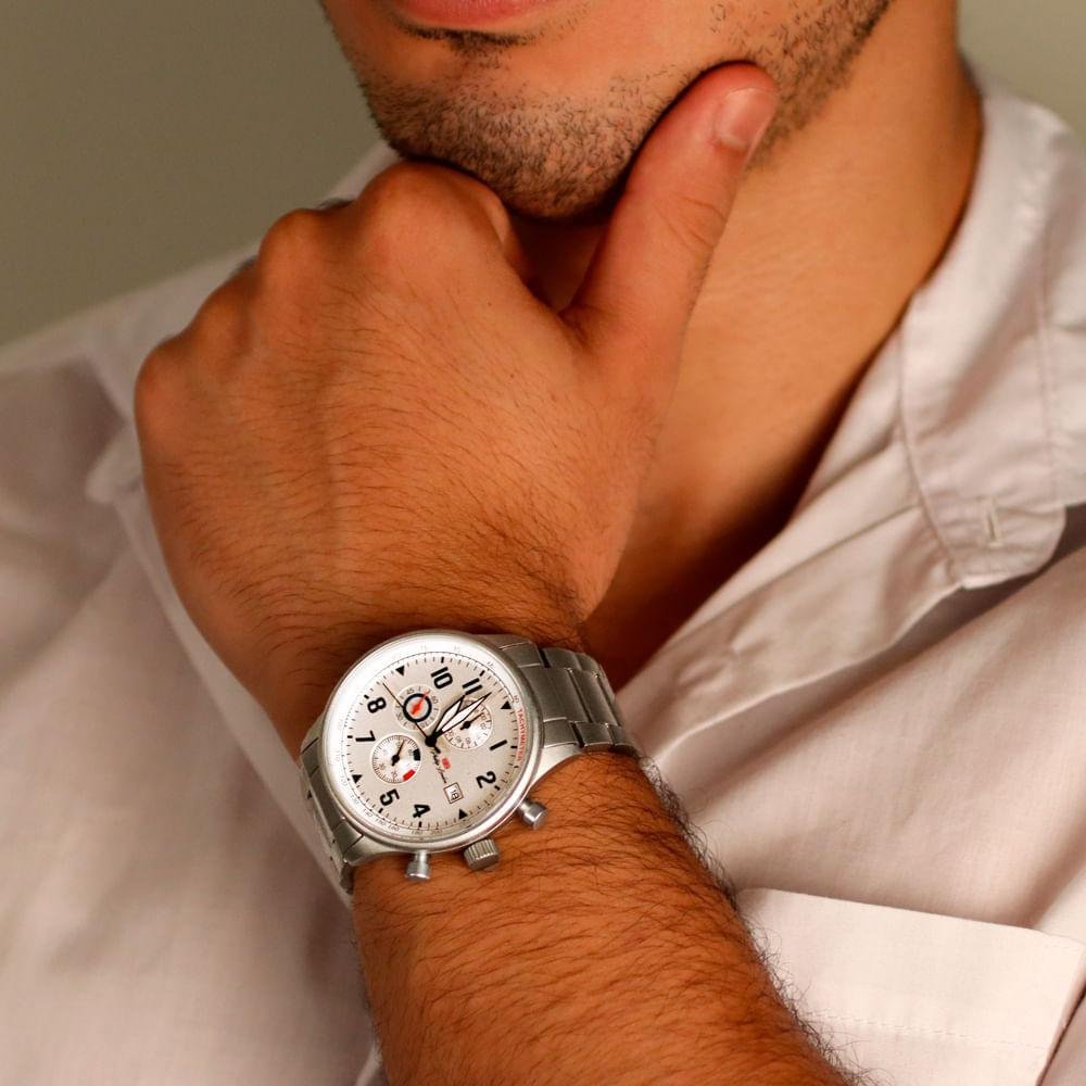 Relógio Philliph London Aviator Steel Masculino Prata - PL80270623MBRN Prata 6