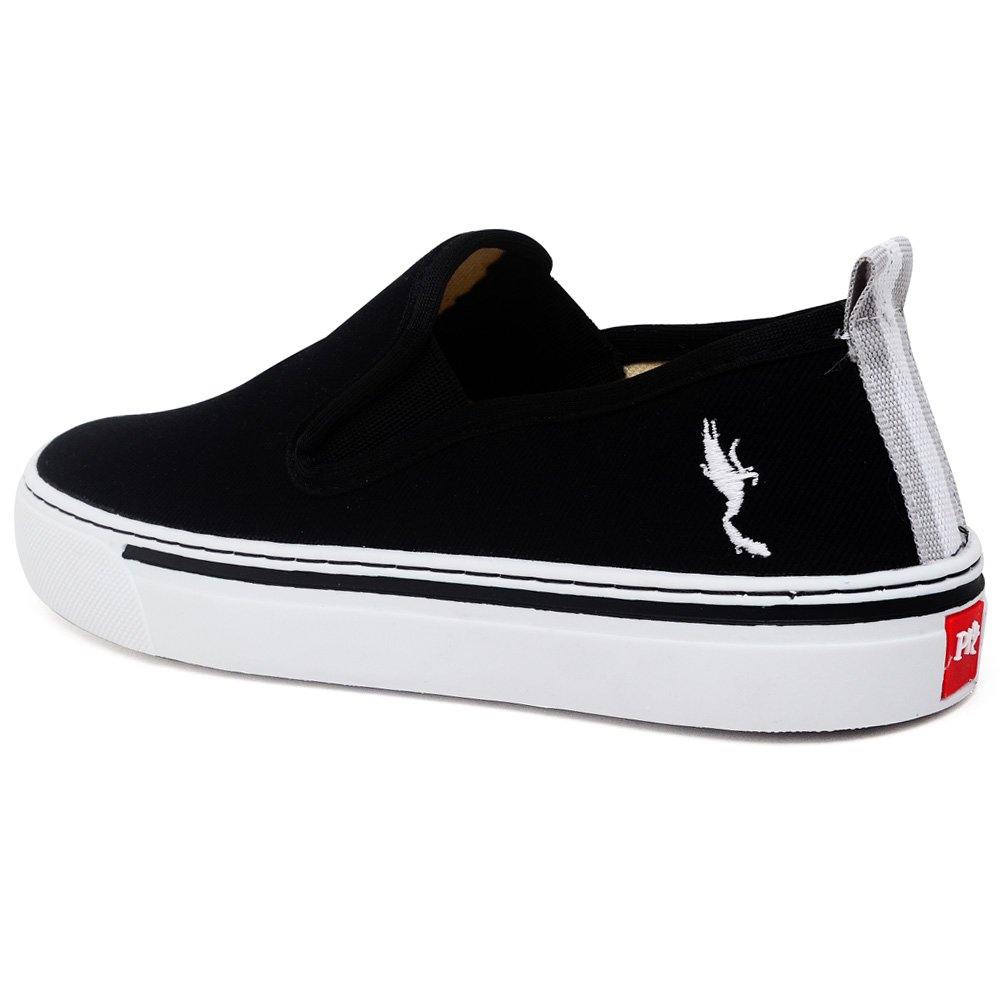 Tênis Slip On Liso Calce Facil Autem Originals com Elástico Lateral e Sola Leve Preto 2