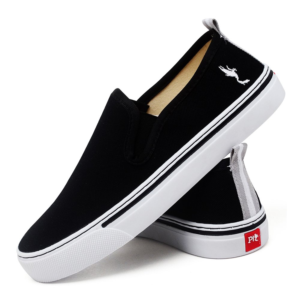 Tênis Slip On Liso Calce Facil Autem Originals com Elástico Lateral e Sola Leve Preto 3