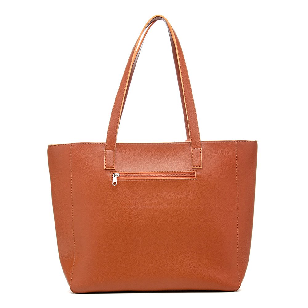 Bolsa Sacola Casual Basica Alice Monteiro com Zíper e Alça de Ombro Marrom 2