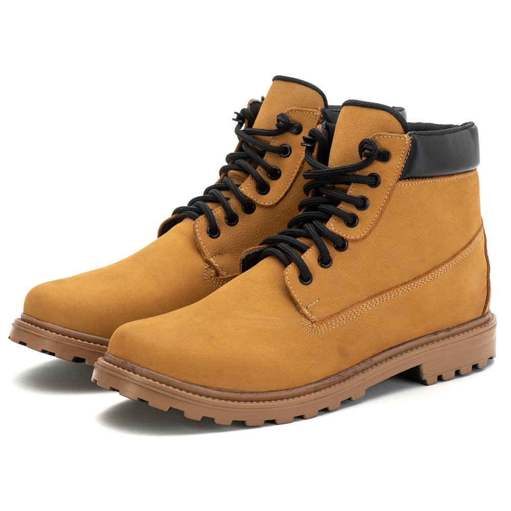 Bota Coturno Casual Autem Originals Cadarço Bico Redondo e Sola Borracha Leve Amarelo 2