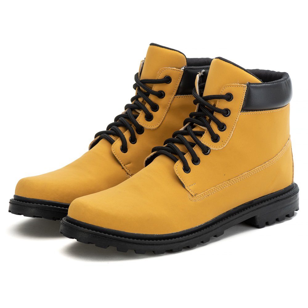 Bota Coturno Casual Autem Originals Basica Cadarço e Sola Borracha Confortavel Amarelo 3