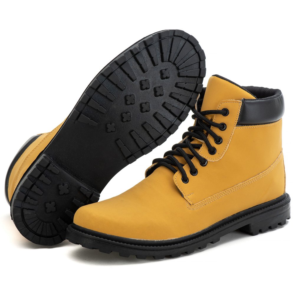 Bota Coturno Casual Autem Originals Basica Cadarço e Sola Borracha Confortavel Amarelo 4