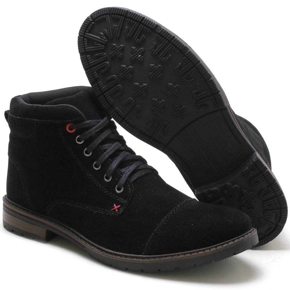 Bota Coturno Casual Autem Originals Confortável Com Detalhe Costuras e Cadarço Preto 2