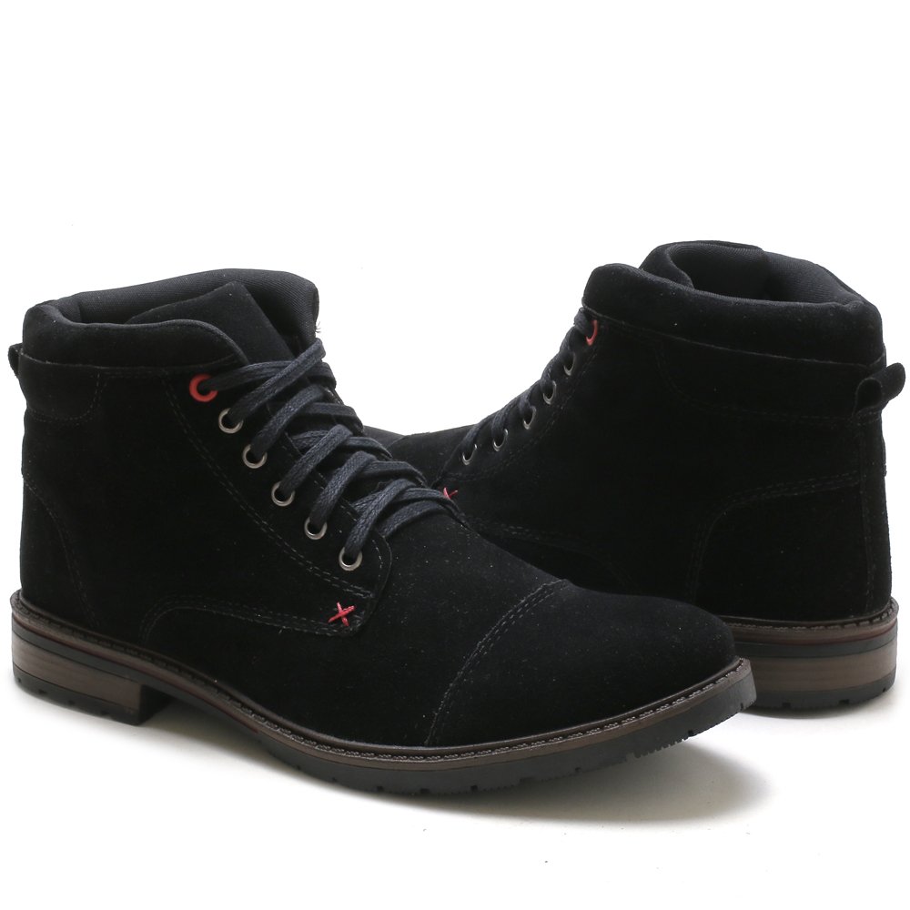 Bota Coturno Casual Autem Originals Confortável Com Detalhe Costuras e Cadarço Preto 3